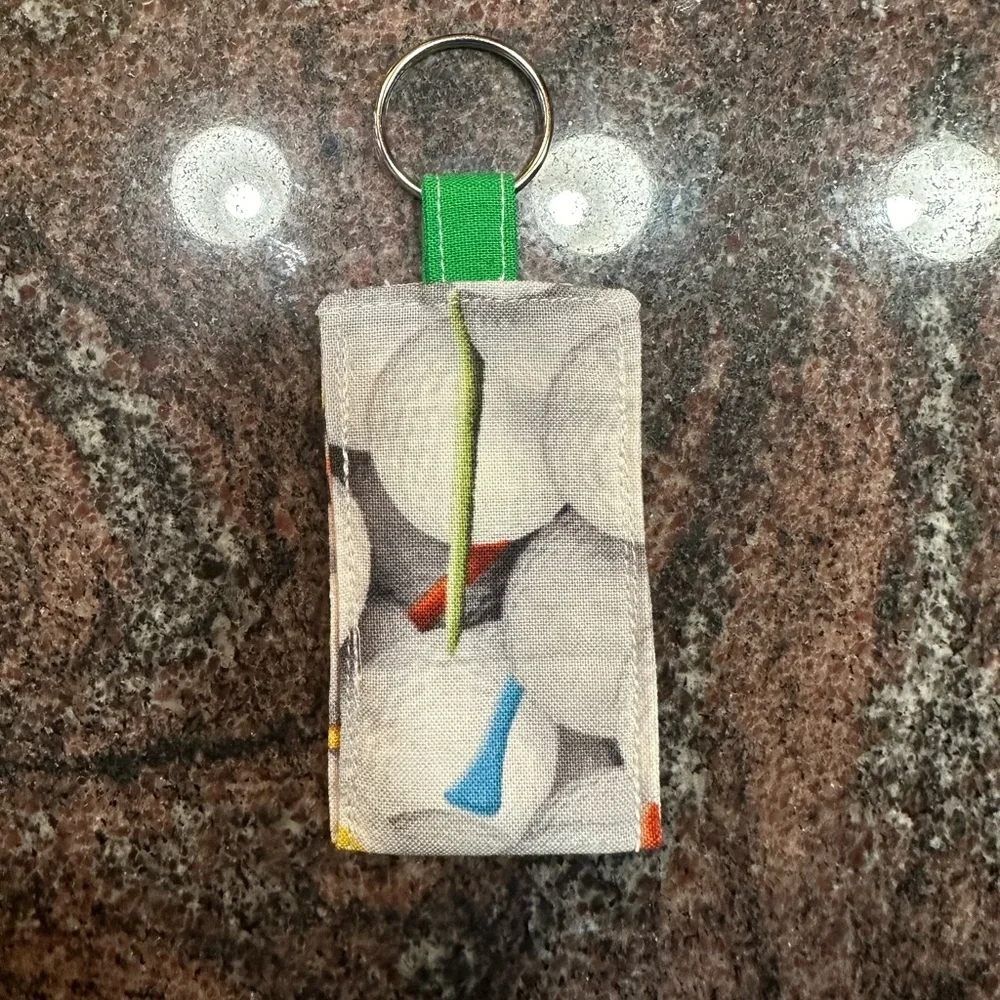 Handmade lip balm holder keychain- golf design
